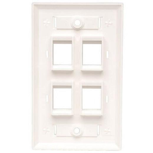 Tripp Lite N042-001-04-Wh 4-Port Keystone Faceplate, Single Gang, Id Labels, White, Taa