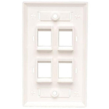 Tripp Lite N042-001-04-Wh 4-Port Keystone Faceplate, Single Gang, Id Labels, White, Taa