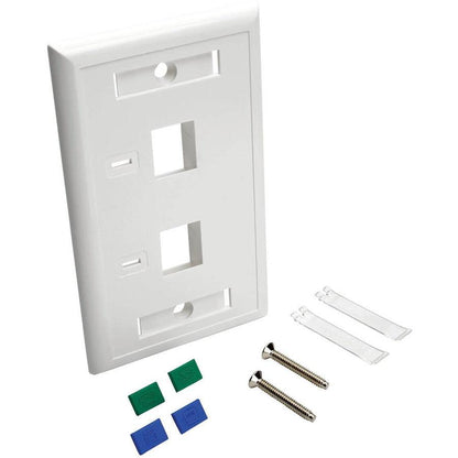 Tripp Lite N042-001-Wh 2-Port Keystone Faceplate, Single Gang, Id Labels, White, Taa