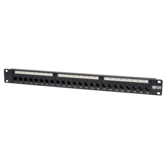 Tripp Lite N054-024 24-Port 1U Rack-Mount Cat5E Feedthrough Patch Panel, Rj45 Ethernet, Taa