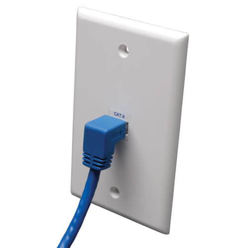 Tripp Lite N204-005-Bl-Dn Down-Angle Cat6 Gigabit Molded Utp Ethernet Cable (Rj45 Right-Angle Down M To Rj45 M), Blue, 5 Ft. (1.52 M)