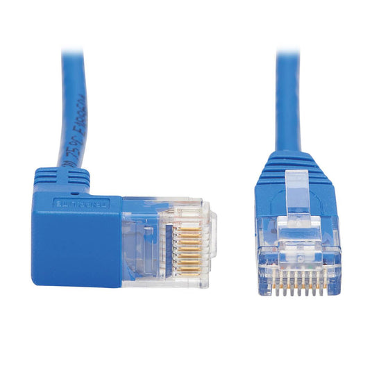 Tripp Lite N204-S01-Bl-Dn Down-Angle Cat6 Gigabit Molded Slim Utp Ethernet Cable (Rj45 Right-Angle Down M To Rj45 M), Blue, 1 Ft. (0.31 M)