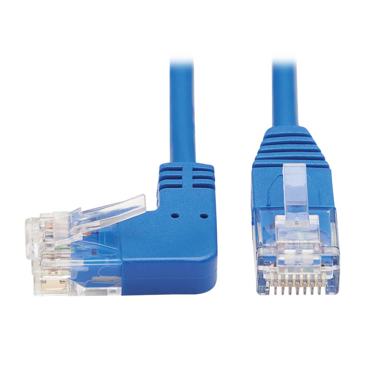 Tripp Lite N204-S01-Bl-La Left-Angle Cat6 Gigabit Molded Slim Utp Ethernet Cable (Rj45 Left-Angle M To Rj45 M), Blue, 1 Ft. (0.31 M)