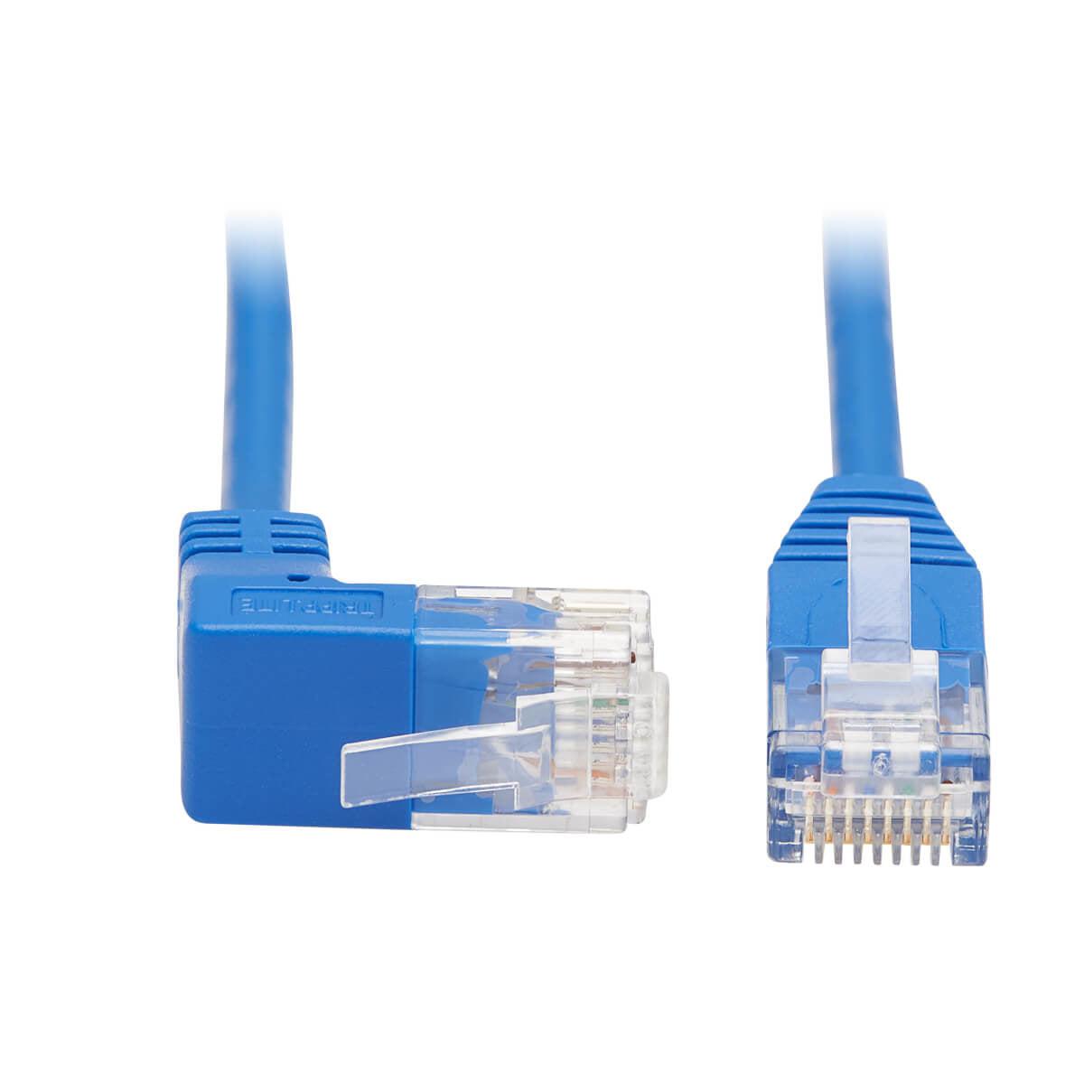 Tripp Lite N204-S01-Bl-Up Up-Angle Cat6 Gigabit Molded Slim Utp Ethernet Cable (Rj45 Right-Angle Up M To Rj45 M), Blue, 1 Ft. (0.31 M)