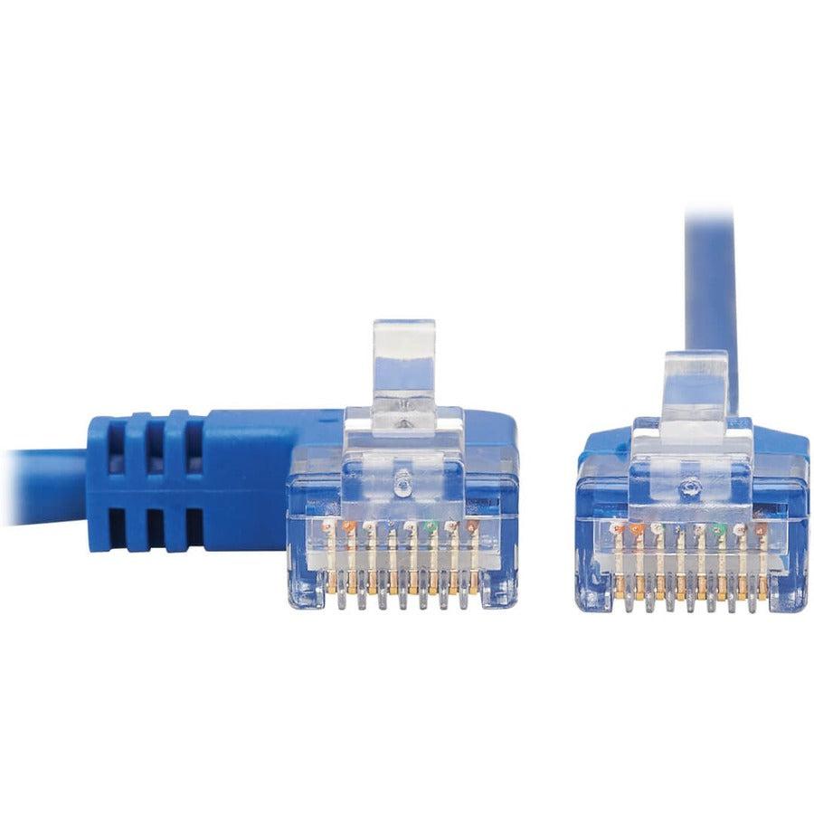 Tripp Lite N204-S01-Bl-La Left-Angle Cat6 Gigabit Molded Slim Utp Ethernet Cable (Rj45 Left-Angle M To Rj45 M), Blue, 1 Ft. (0.31 M)