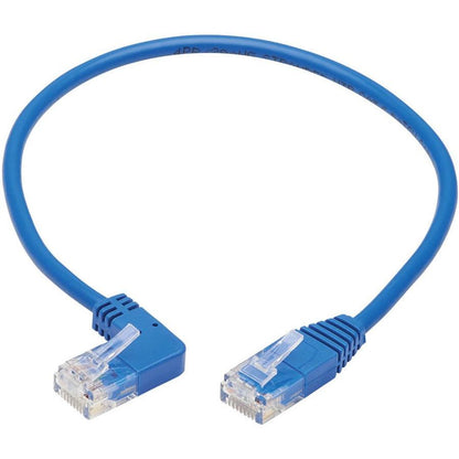 Tripp Lite N204-S01-Bl-La Left-Angle Cat6 Gigabit Molded Slim Utp Ethernet Cable (Rj45 Left-Angle M To Rj45 M), Blue, 1 Ft. (0.31 M)