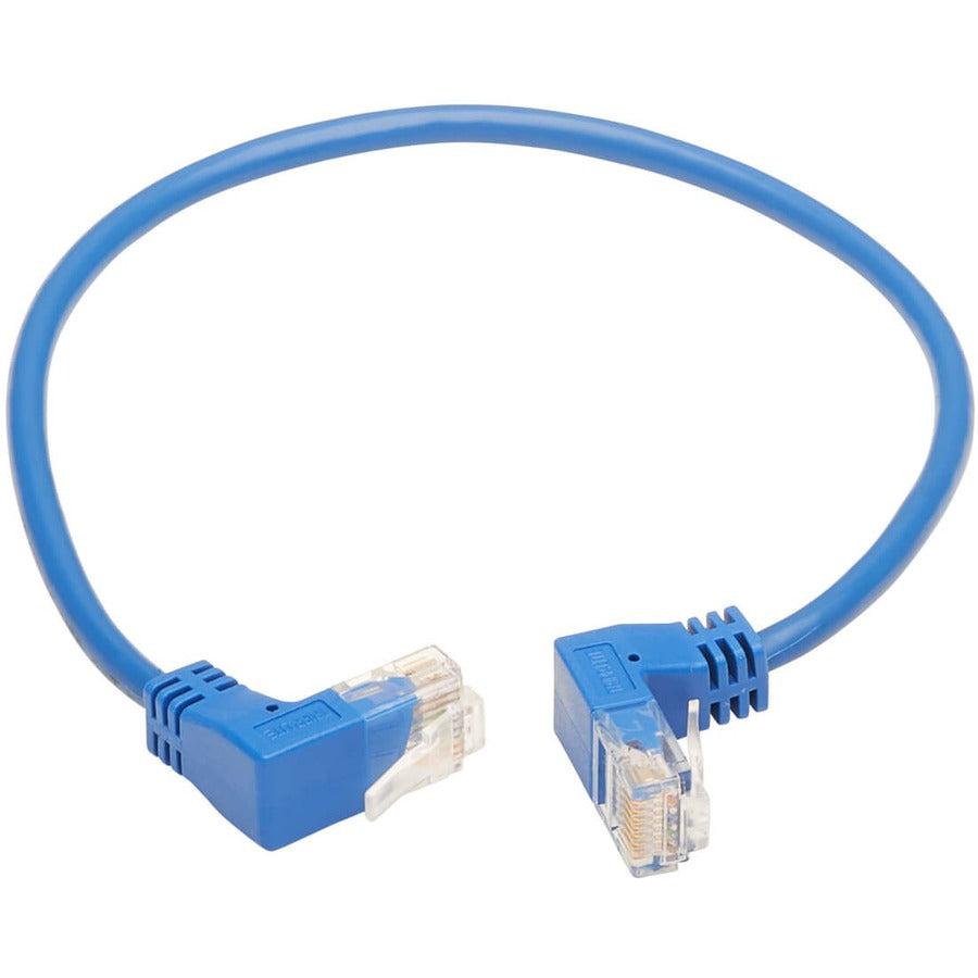 Tripp Lite N204-S01-Bl-Ud Up/Down-Angle Cat6 Gigabit Molded Slim Utp Ethernet Cable (Rj45 Up-Angle M To Rj45 Down-Angle M), Blue, 1 Ft. (0.31 M)