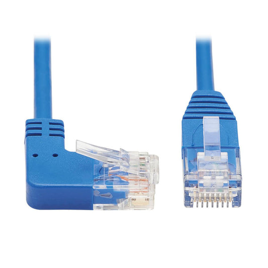 Tripp Lite N204-S02-Bl-Ra Right-Angle Cat6 Gigabit Molded Slim Utp Ethernet Cable (Rj45 Right-Angle M To Rj45 M), Blue, 2 Ft. (0.61 M)