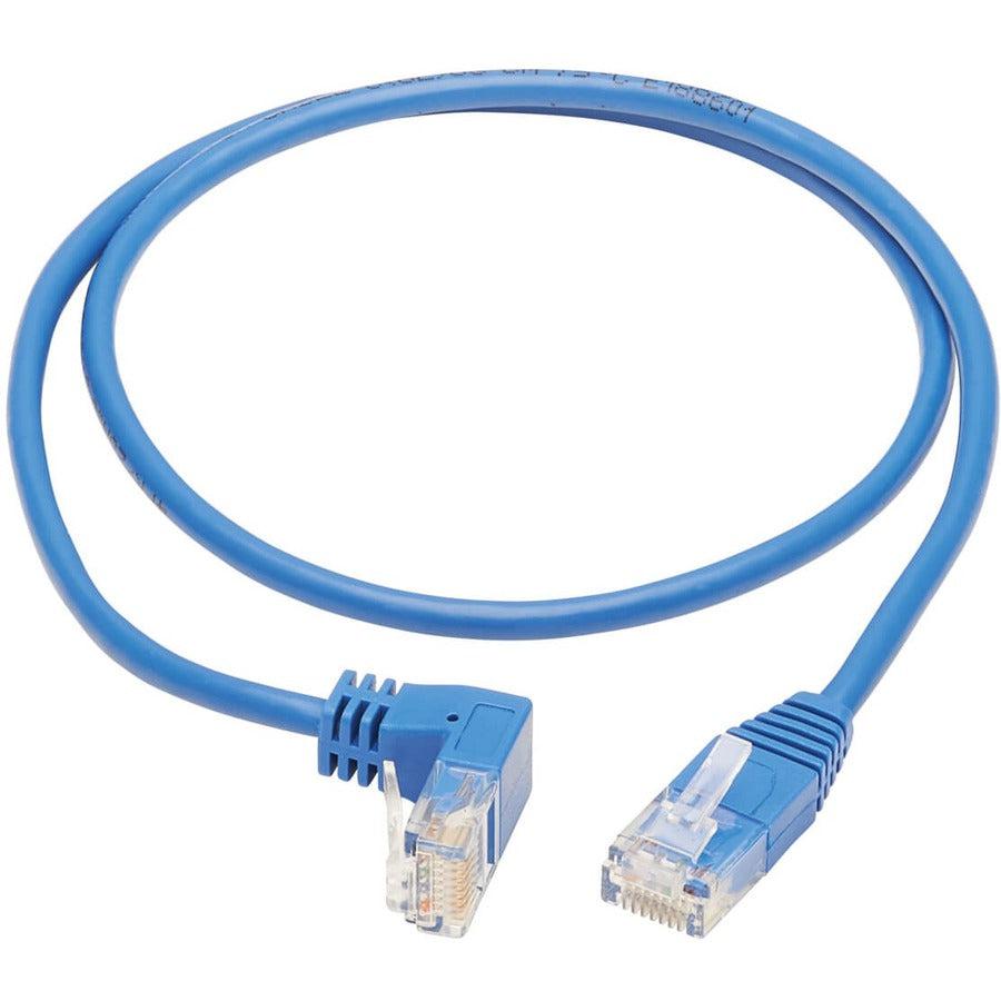 Tripp Lite N204-S02-Bl-Dn Down-Angle Cat6 Gigabit Molded Slim Utp Ethernet Cable (Rj45 Right-Angle Down M To Rj45 M), Blue, 2 Ft. (0.61 M)