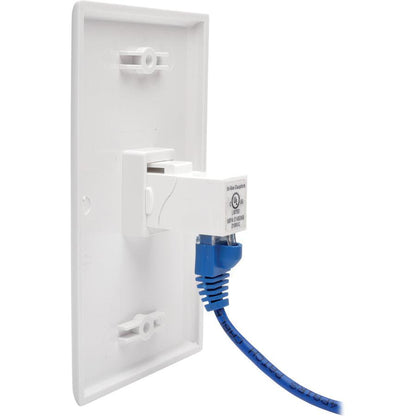 Tripp Lite N235-001-Wh-6Ad Cat6A Straight-Through Modular In-Line Snap-In Coupler With 90-Degree Down-Angled Port, White (Rj45 F/F)