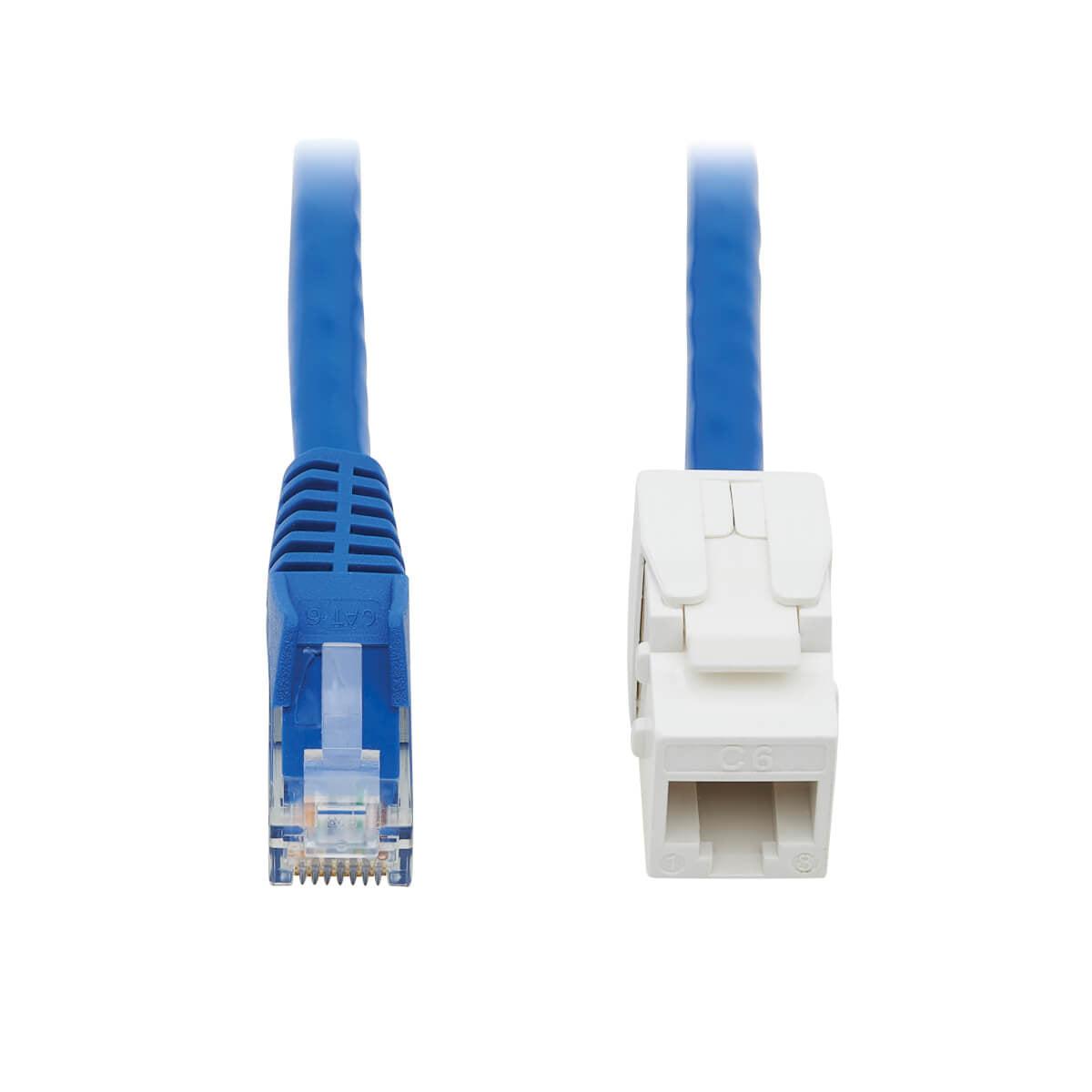 Tripp Lite N237-F18N-Whsh Cat6 Keystone Jack Cable Assembly - Unshielded, Poe+, Rj45 M/F, 18-In. (45.72 Cm), Blue