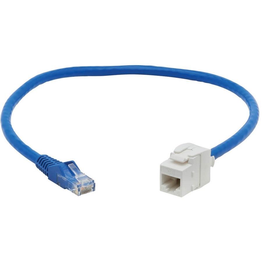 Tripp Lite N237-F18N-Whsh Cat6 Keystone Jack Cable Assembly - Unshielded, Poe+, Rj45 M/F, 18-In. (45.72 Cm), Blue