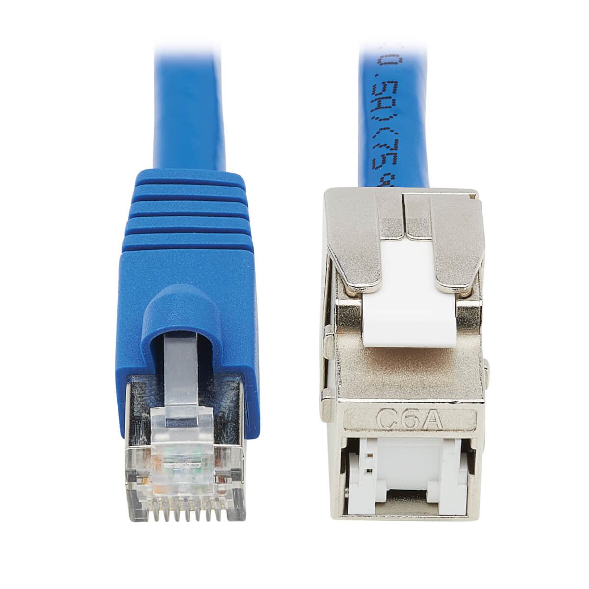 Tripp Lite N237A-F18N-Whsh Cat6A Keystone Jack Cable Assembly - Shielded, Poe+, Rj45 M/F, 18-In. (45.72 Cm), Blue