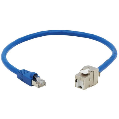 Tripp Lite N237A-F18N-Whsh Cat6A Keystone Jack Cable Assembly - Shielded, Poe+, Rj45 M/F, 18-In. (45.72 Cm), Blue