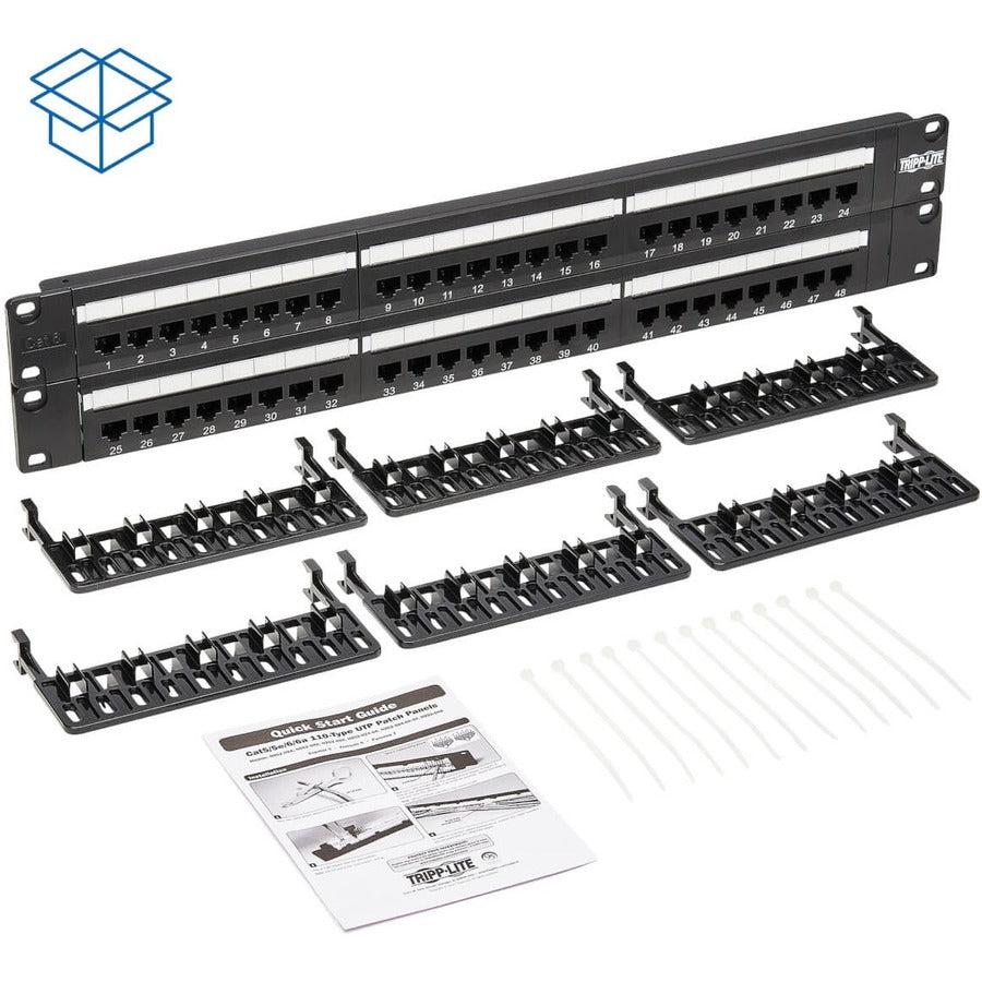 Tripp Lite N252-048 48-Port 2U Rack-Mount Cat6/Cat5 110 Patch Panel, 568B, Rj45 Ethernet, Taa