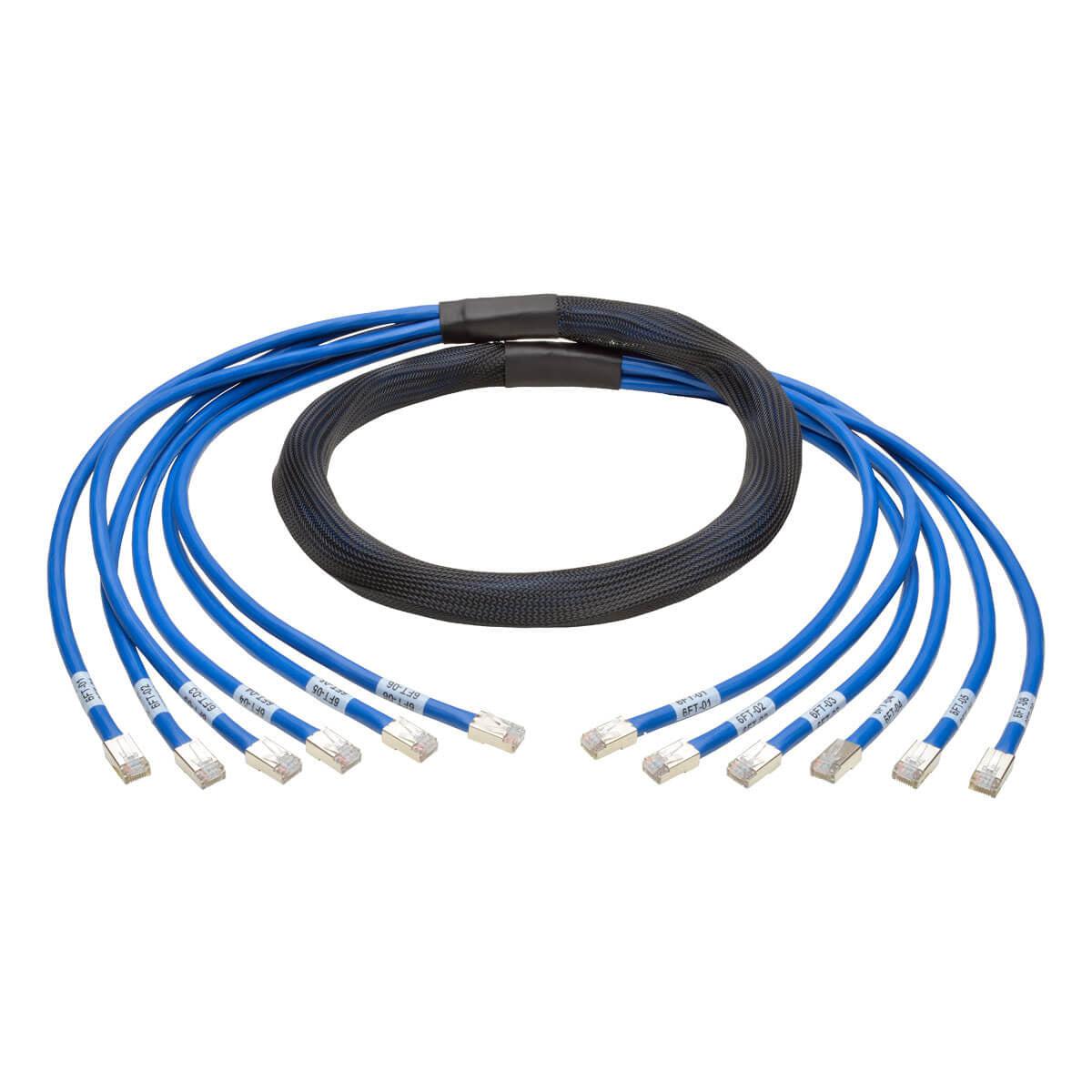 Tripp Lite N261-006-6Mm-Bl Cat6A 10G Certified Pre-Terminated Copper Trunk Assembly (6X Rj45 M/M), Blue, 6 Ft. (1.83 M)