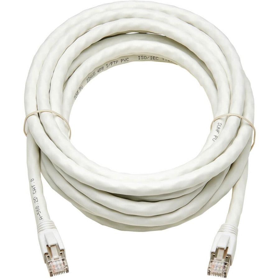 Tripp Lite N272-015-Wh Cat8 25G/40G Certified Snagless Shielded S/Ftp Ethernet Cable (Rj45 M/M), Poe, White, 15 Ft. (4.57 M)