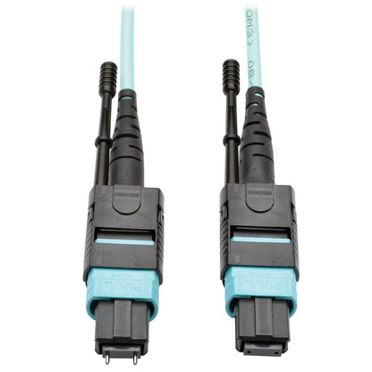 Tripp Lite N842-05M-12-Mf 40G Mtp/Mpo Multimode Om3 Plenum-Rated Fiber Optic Cable (M/F), 12 Fiber, 40Gbase-Sr4, Aqua, 5 M