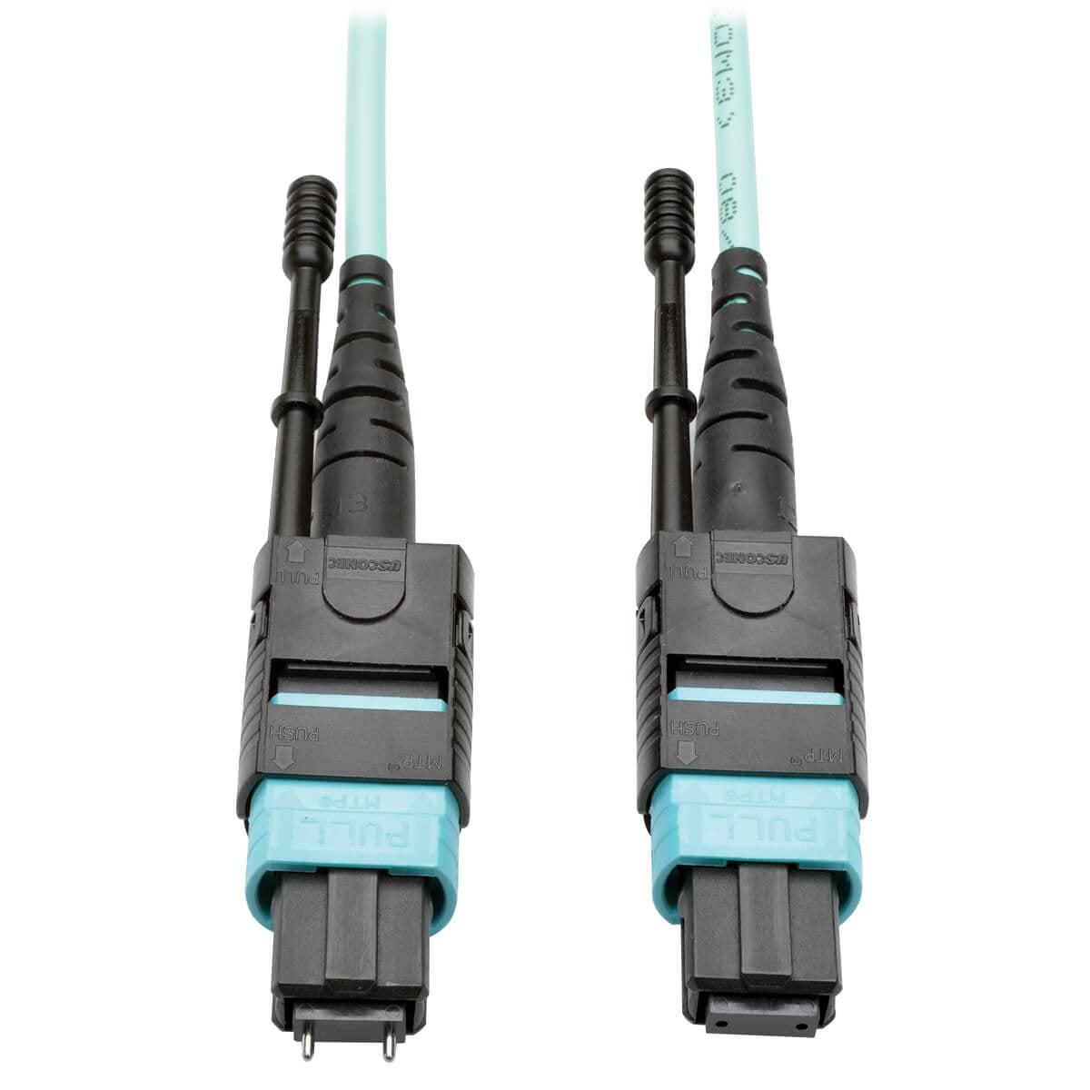 Tripp Lite N842-10M-12-Mf 40G Mtp/Mpo Multimode Om3 Plenum-Rated Fiber Optic Cable (M/F), 12 Fiber, 40Gbase-Sr4, Aqua, 10 M