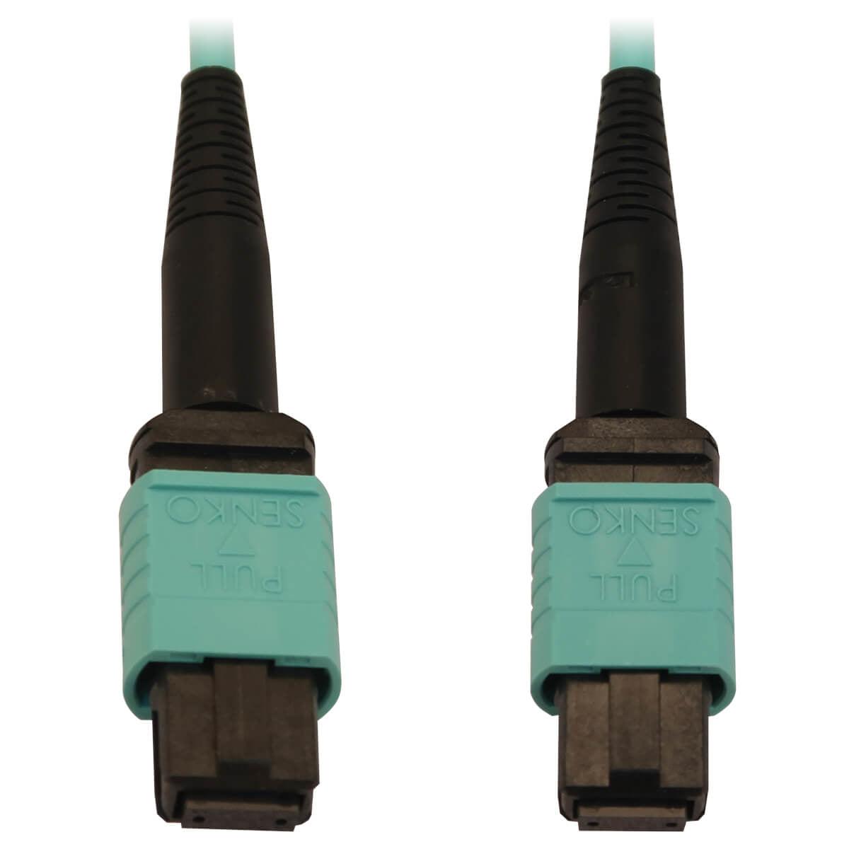 Tripp Lite N844B-01M-12-P 40/100/400G Multimode 50/125 Om3 Fiber Optic Cable (12F Mtp/Mpo-Pc F/F), Lszh, Aqua, 1 M (3.3 Ft.)