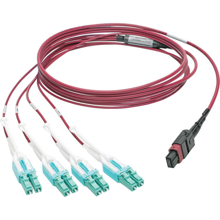 Tripp Lite N845-02M-8L-Mg 40G Mtp/Mpo To 4Xlc Fan-Out Om4 Plenum-Rated Fiber Optic Cable, 40Gbase-Sr4, Push/Pull Tabs, Magenta, 2 M