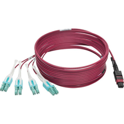 Tripp Lite N845-05M-8L-Mg 40G Mtp/Mpo To 4Xlc Fan-Out Om4 Plenum-Rated Fiber Optic Cable, 40Gbase-Sr4, Push/Pull Tabs, Magenta, 5 M