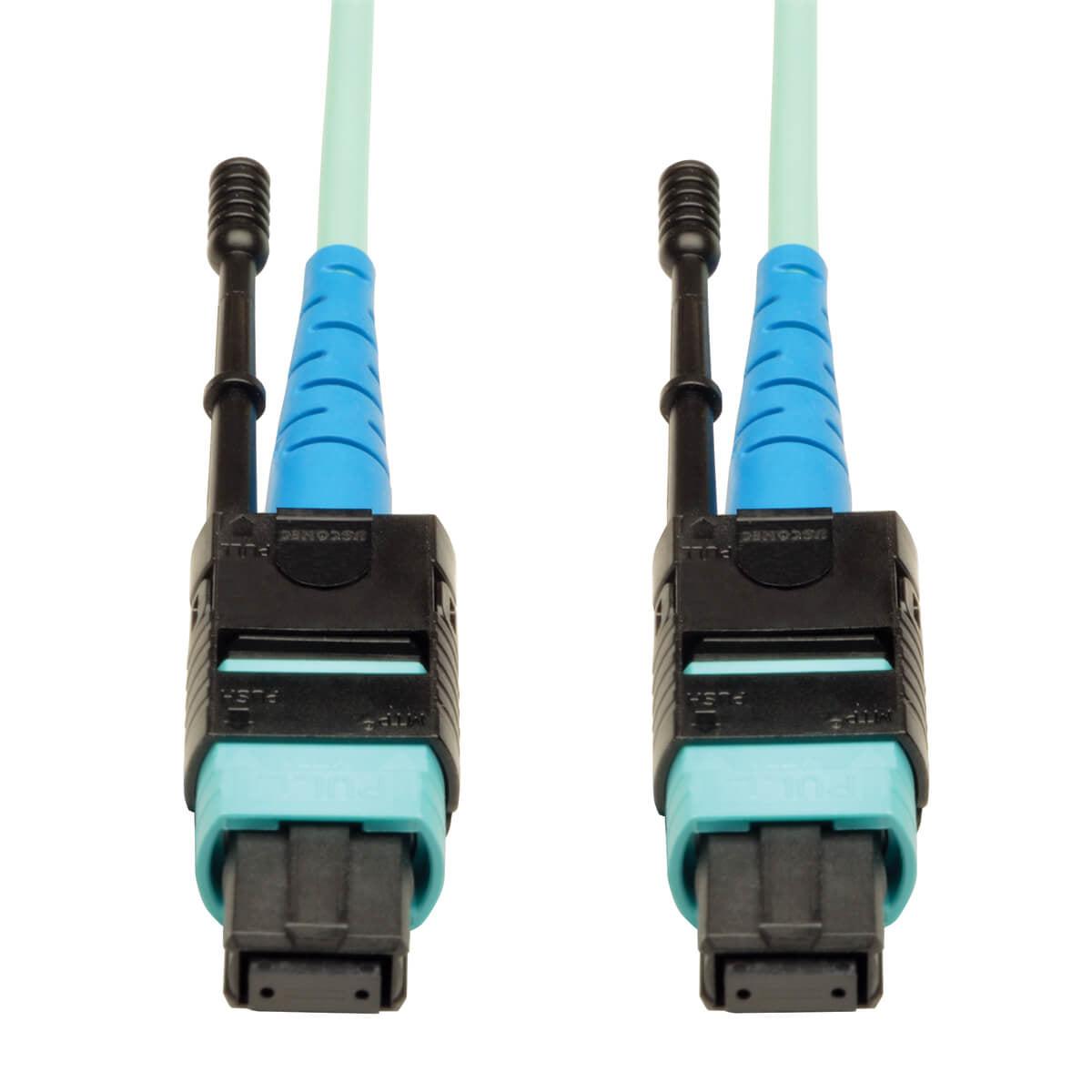 Tripp Lite N846-02M-24-P 100G Mtp/Mpo Multimode Om3 Plenum-Rated Fiber Optic Cable (Cxp), 24 Fiber, 100Gbase-Sr10, Push/Pull Tabs, Aqua, 2 M