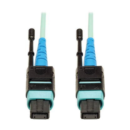 Tripp Lite N846-03M-24-P Mtp/Mpo Patch Cable With Push/Pull Tab Connectors, 100Gbase-Sr10, Cxp, 24 Fiber, 100Gb Om3 Plenum-Rated - Aqua, 3M (10 Ft.)