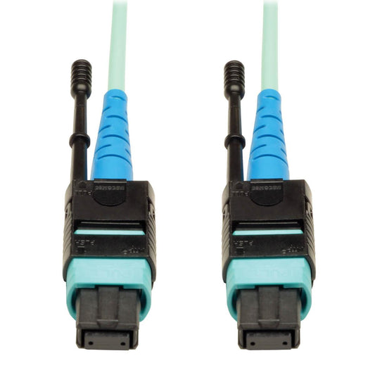 Tripp Lite N846-05M-24-P Mtp/Mpo Patch Cable With Push/Pull Tab Connectors, 100Gbase-Sr10, Cxp, 24 Fiber, 100Gb Om3 Plenum-Rated - Aqua, 5M (16 Ft.)