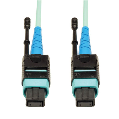 Tripp Lite N846-10M-24-P Mtp/Mpo Patch Cable With Push/Pull Tab Connectors, 100Gbase-Sr10, Cxp, 24 Fiber, 100Gb Om3 Plenum-Rated - Aqua, 10M (33 Ft.)