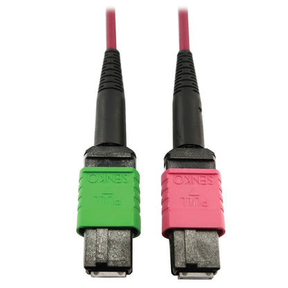 Tripp Lite N846D-01M-16Bmg 400G Multimode 50/125 Om4 Plenum Fiber Optic Cable, 16F Mtp/Mpo-Apc To Mtp/Mpo-Upc (F/F), Magenta, 1 M