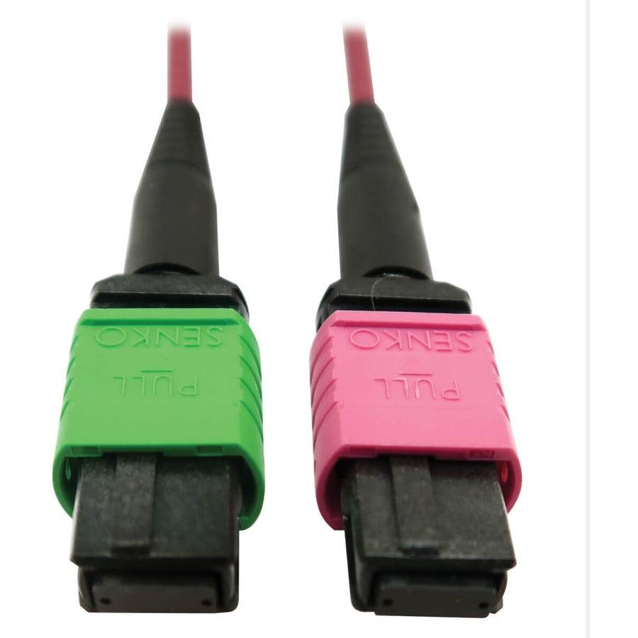 Tripp Lite N846D-01M-16Bmg 400G Multimode 50/125 Om4 Plenum Fiber Optic Cable, 16F Mtp/Mpo-Apc To Mtp/Mpo-Upc (F/F), Magenta, 1 M