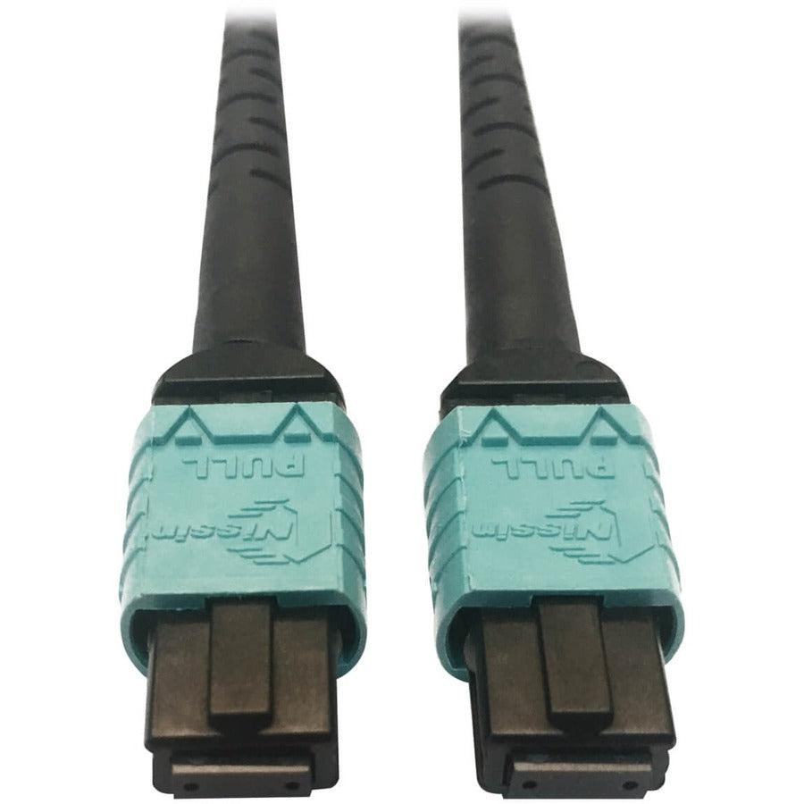 Tripp Lite N846D-03M-24Aaq 400G Multimode 50/125 Om4 Plenum-Rated Fiber Optic Cable, 24F Mtp/Mpo-Pc (F/F), Aqua, 3 M