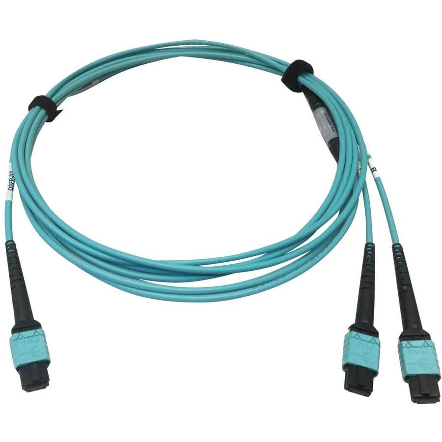 Tripp Lite N846D-03M-24Baq 400G Multimode 50/125 Om4 Plenum Fiber Optic Cable, 24F Mtp/Mpo-Pc To (X2) 12F Mtp/Mpo-Pc (F/F), Aqua, 3 M