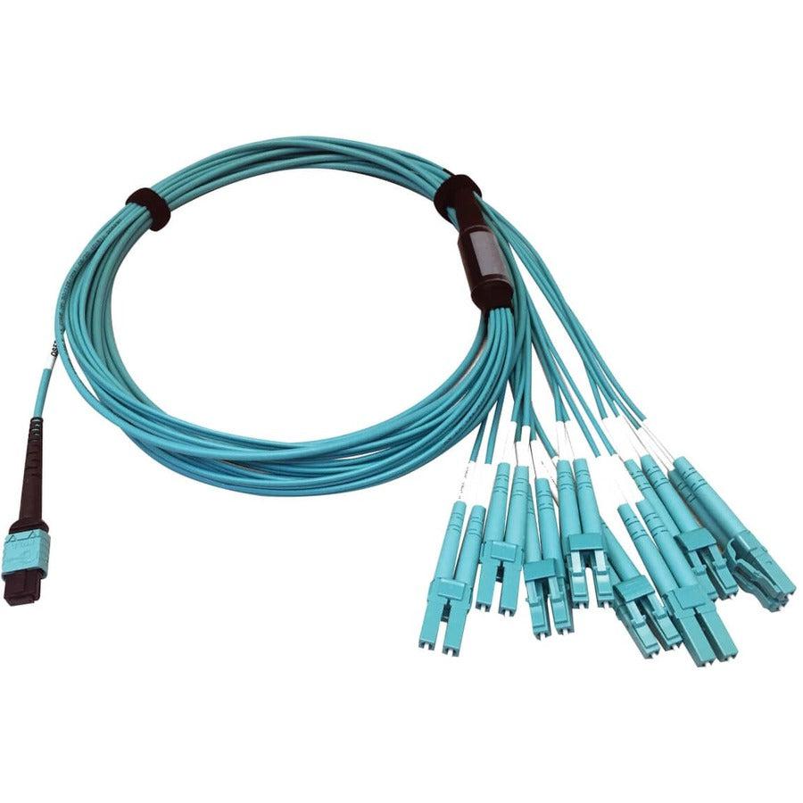 Tripp Lite N846D-03M-24Caq 400G Multimode 50/125 Om4 Plenum Fiber Optic Breakout Cable, 24F Mtp/Mpo-Pc To (X4) Lc Duplex (F/M), Aqua, 3 M