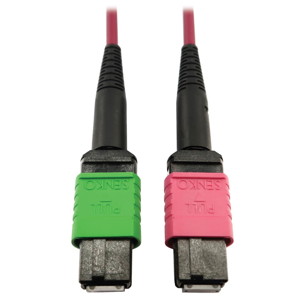 Tripp Lite N846D-05M-16Bmg 400G Multimode 50/125 Om4 Plenum Fiber Optic Cable, 16F Mtp/Mpo-Apc To Mtp/Mpo-Upc (F/F), Magenta, 5 M