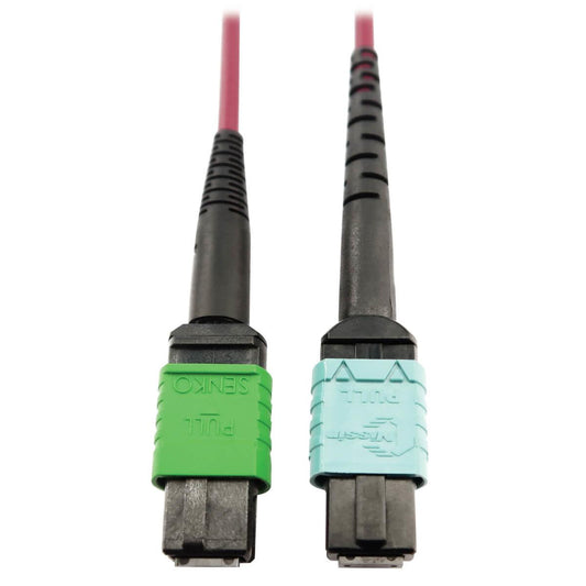 Tripp Lite N846D-05M-16Cmg 400G Multimode 50/125 Om4 Plenum Fiber Optic Cable, 16F Mtp/Mpo-Apc To 24F Mtp/Mpo-Upc (F/F), Magenta, 5 M