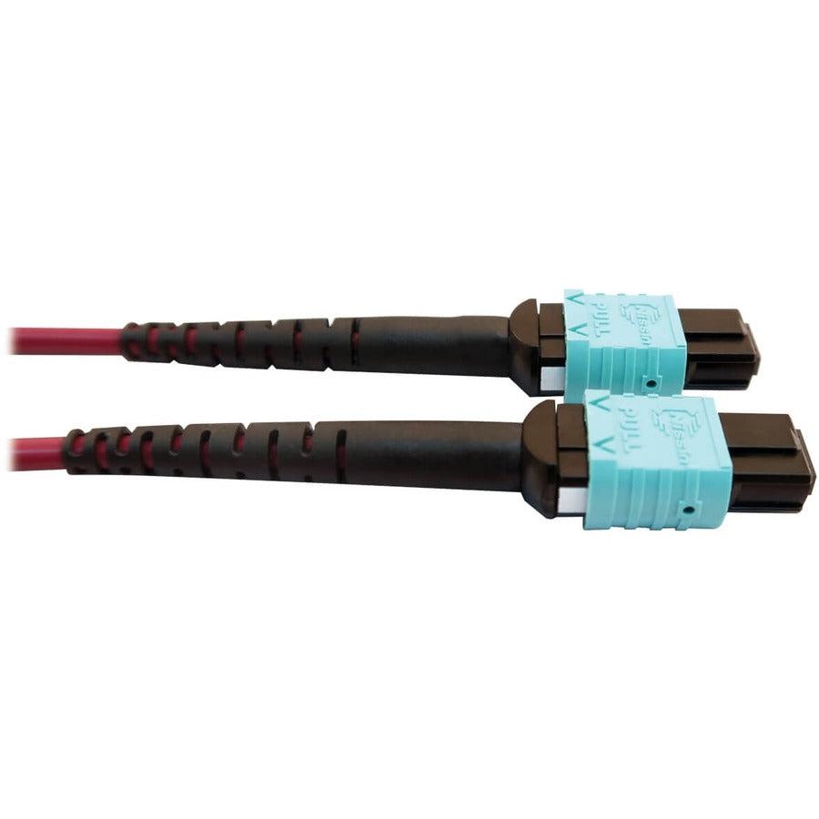 Tripp Lite N846D-05M-16Dmg 400G Multimode 50/125 Om4 Plenum Fiber Optic Cable, 16F Mtp/Mpo-Apc To (X2) 12F Mtp/Mpo-Upc (F/F), Magenta, 5 M