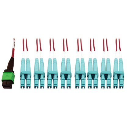 Tripp Lite N846D-05M-16Emg 400G Multimode 50/125 Om4 Plenum Fiber Optic Breakout Cable, 16F Mtp/Mpo-Apc To (X4) Lc Duplex (F/M), Magenta, 5 M