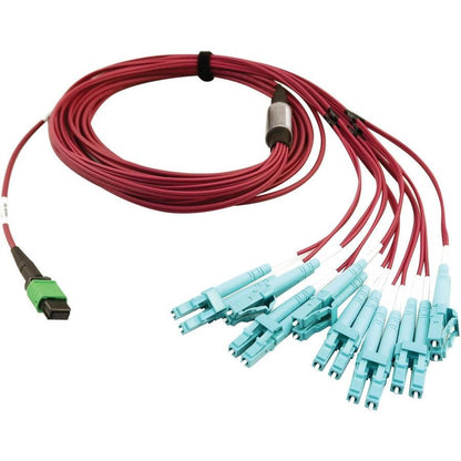 Tripp Lite N846D-05M-16Emg 400G Multimode 50/125 Om4 Plenum Fiber Optic Breakout Cable, 16F Mtp/Mpo-Apc To (X4) Lc Duplex (F/M), Magenta, 5 M