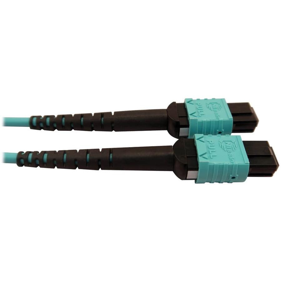 Tripp Lite N846D-05M-24Baq 400G Multimode 50/125 Om4 Plenum Fiber Optic Cable, 24F Mtp/Mpo-Pc To (X2) 12F Mtp/Mpo-Pc (F/F), Aqua, 5 M