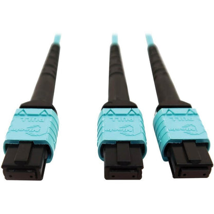 Tripp Lite N846D-05M-24Baq 400G Multimode 50/125 Om4 Plenum Fiber Optic Cable, 24F Mtp/Mpo-Pc To (X2) 12F Mtp/Mpo-Pc (F/F), Aqua, 5 M