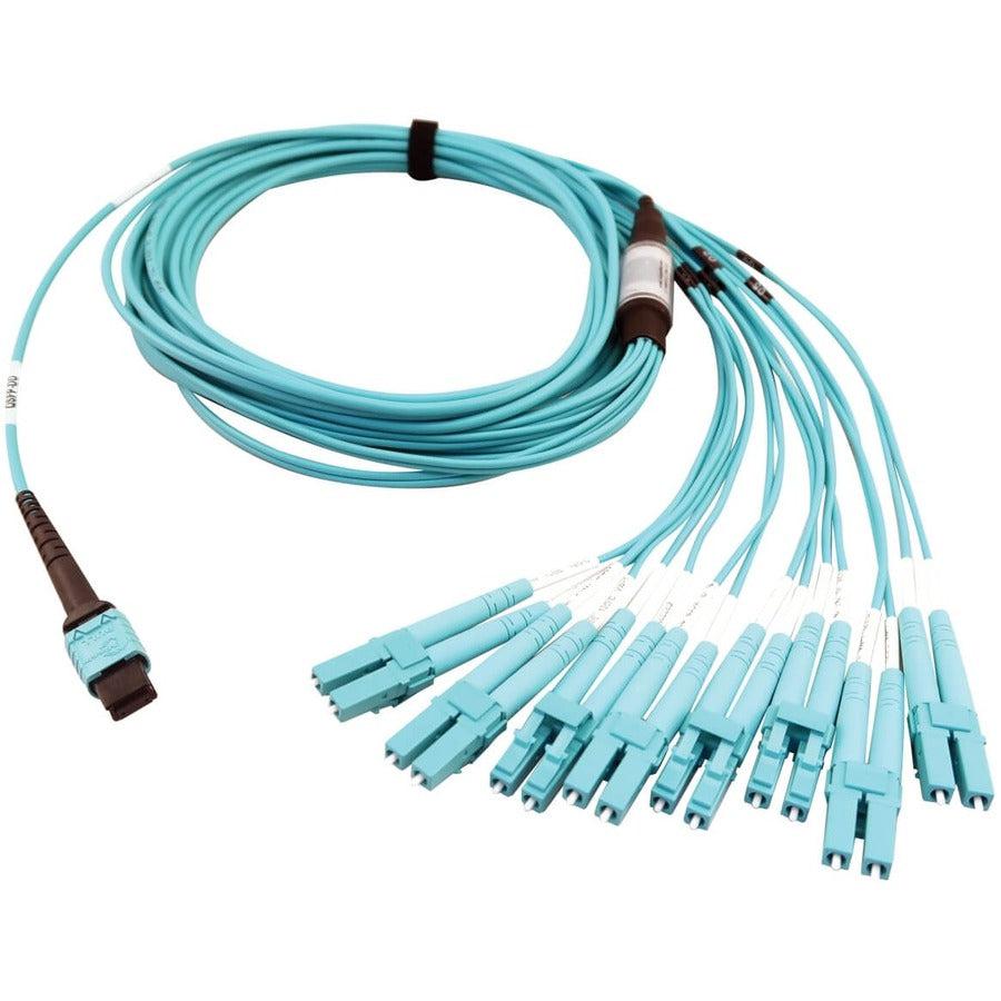 Tripp Lite N846D-05M-24Caq 400G Multimode 50/125 Om4 Plenum Fiber Optic Breakout Cable, 24F Mtp/Mpo-Pc To (X4) Lc Duplex (F/M), Aqua, 5 M