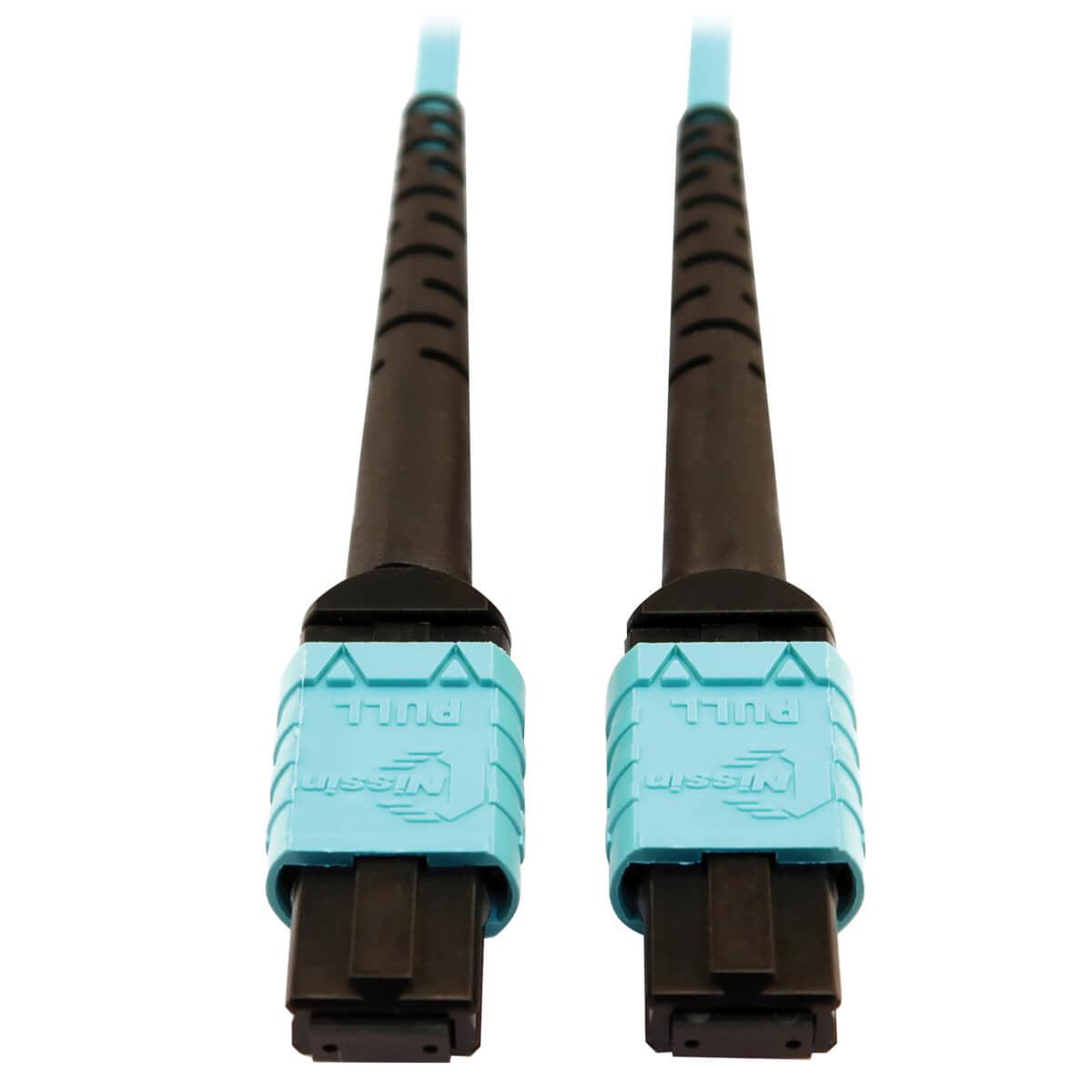 Tripp Lite N846D-10M-24Aaq 400G Multimode 50/125 Om4 Plenum-Rated Fiber Optic Cable, 24F Mtp/Mpo-Pc (F/F), Aqua, 10 M