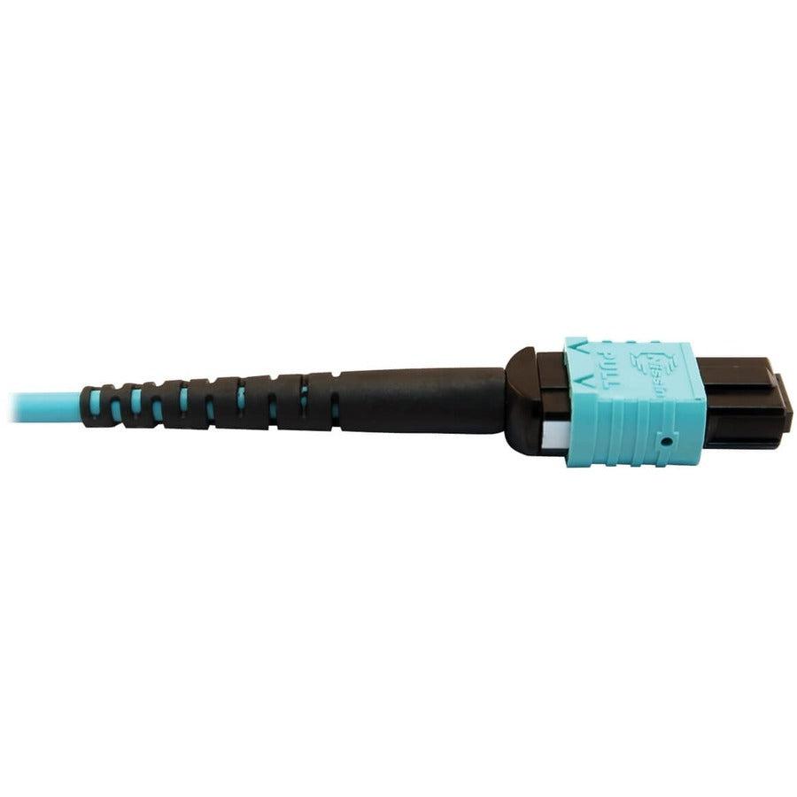 Tripp Lite N846D-10M-24Aaq 400G Multimode 50/125 Om4 Plenum-Rated Fiber Optic Cable, 24F Mtp/Mpo-Pc (F/F), Aqua, 10 M