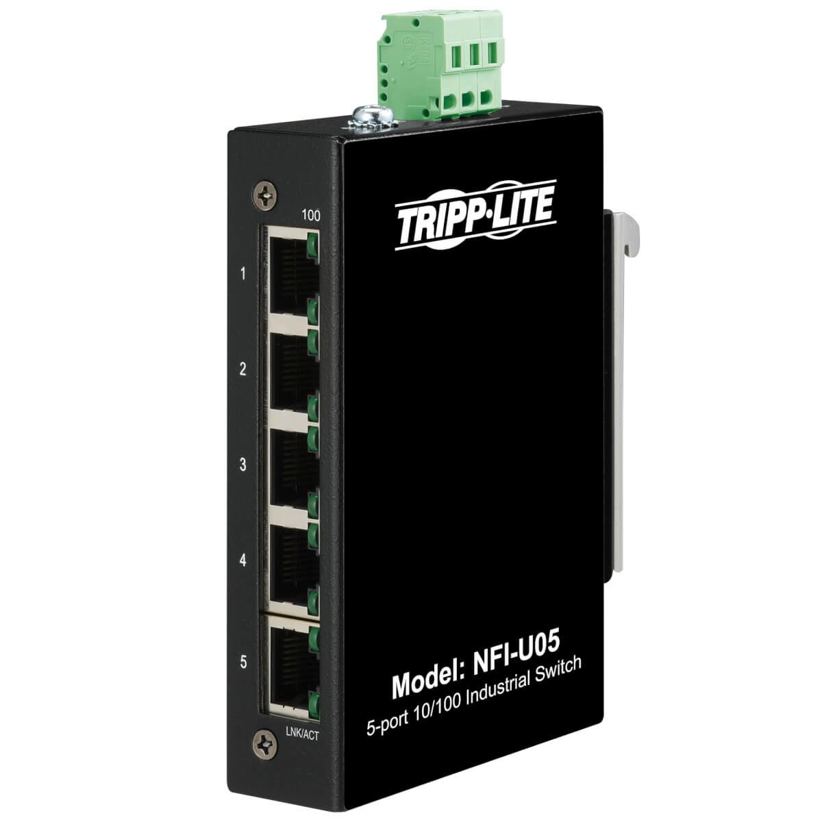 Tripp Lite Nfi-U05 5-Port Unmanaged Industrial Ethernet Switch - 10/100 Mbps, Ruggedized, -40° To 75°C, Din/Wall Mount