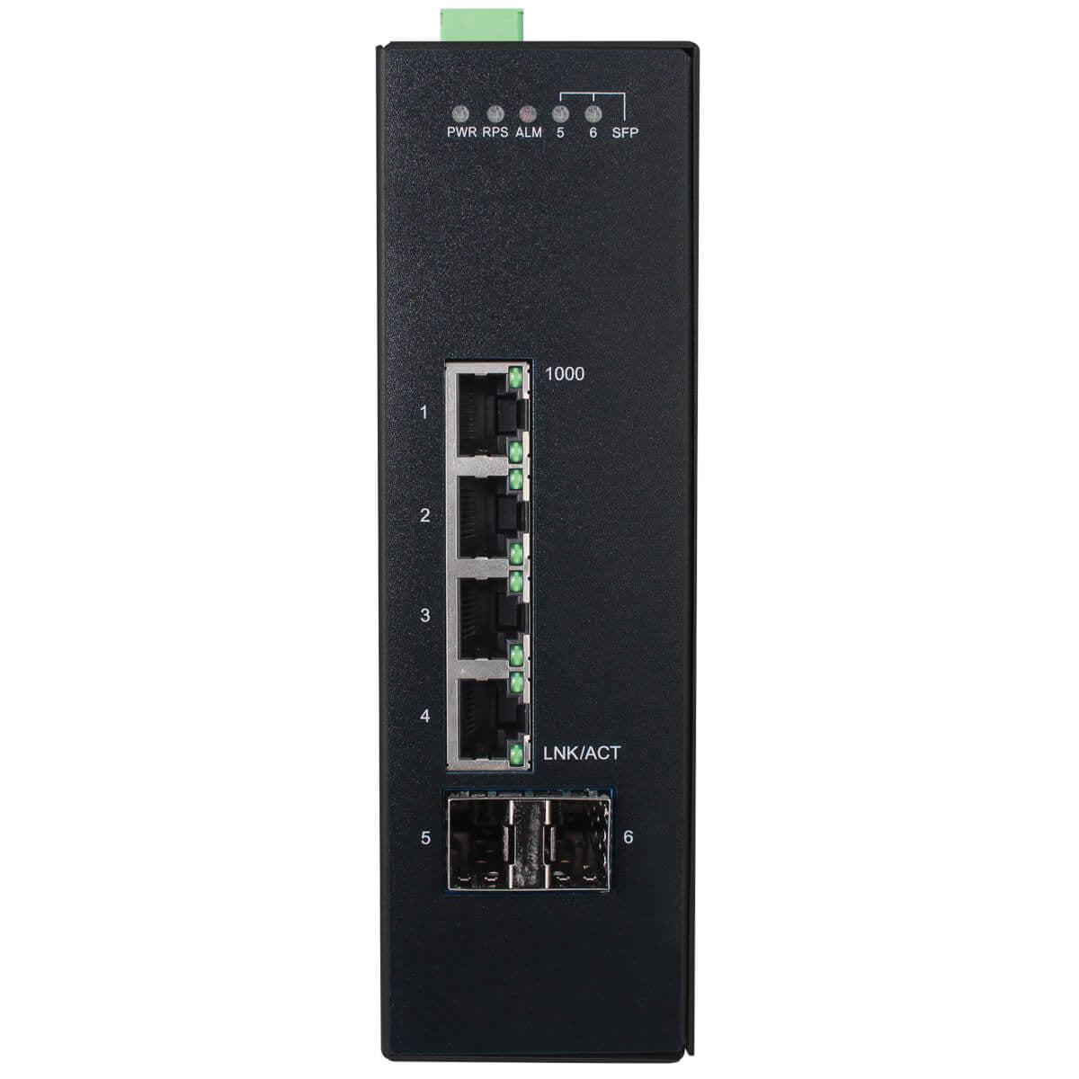 Tripp Lite Ngi-S04C2 4-Port Lite Managed Industrial Gigabit Ethernet Switch - 10/100/1000 Mbps, 2 Gbe Sfp Slots, -10° To 60°C, Din Mount