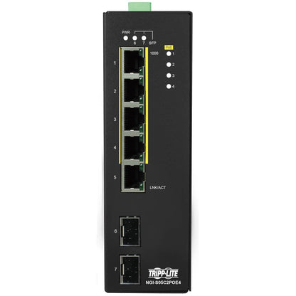 Tripp Lite Ngi-S05C2Poe4 5-Port Lite Managed Industrial Gigabit Ethernet Switch - 10/100/1000 Mbps, Poe+ 30W, 2 Gbe Sfp Slots, -10° To 60°C, Din Mount