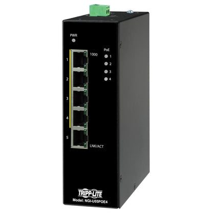 Tripp Lite Ngi-U05Poe4 5-Port Unmanaged Industrial Gigabit Ethernet Switch - 10/100/1000 Mbps, Poe+ 30W, -10° To 60°C, Din Mount