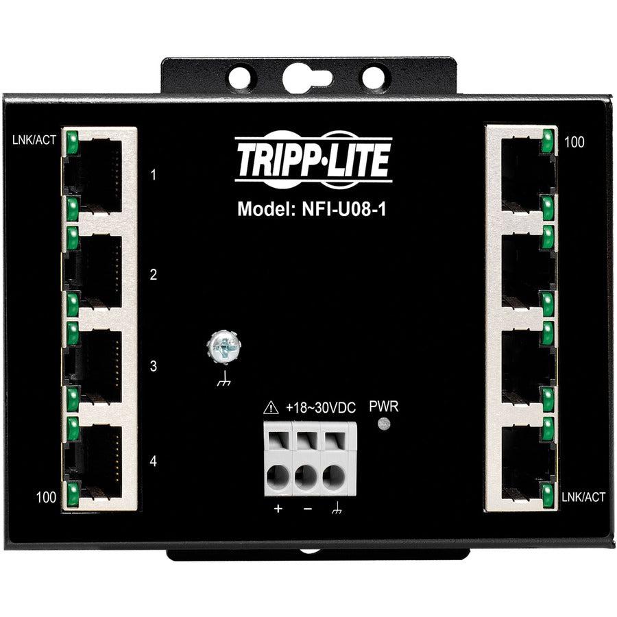 Tripp Lite Nfi-U08-1 8-Port Unmanaged Industrial Ethernet Switch - 10/100 Mbps, Ruggedized, -40° To 75°C, Din/Wall Mount